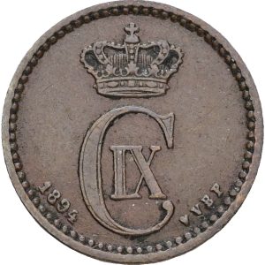 Christian IX, 1 øre 1894, H 19B, Sieg 1.2, kv. 1