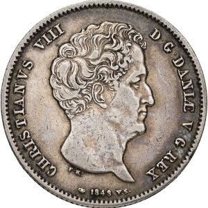 Christian VIII, rigsbankdaler 1848, H 4A, Sieg 12.1, kv. 1+-1