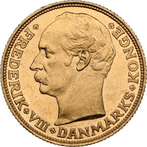 Frederik VIII, 20 kroner 1910, H 1, Sieg 2, F 297, særdeles nydeligt eksemplar, graderet MS 65 af NGC