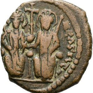 Byzantine Empire, Justin II (565-578), Antioch, 1/2 Follis, Sear 381, 6.61 g, VF